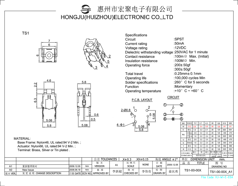 轻触开关TS1图纸